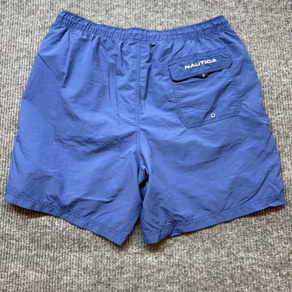 Nautica Mens Blue Swim Trunks XXL White Stripe Drawstring Quick Dry Board Shorts